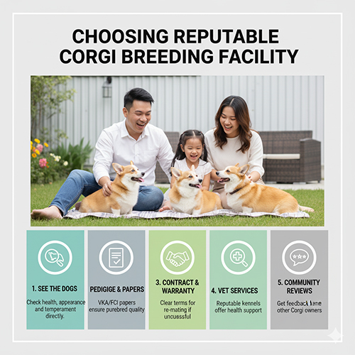 Kinh nghiệm chọn địa điểm phối giống chó Corgi uy tín: xem trực tiếp chó trống, kiểm tra giấy tờ, hợp đồng rõ ràng, dịch vụ thú y và review cộng đồng.