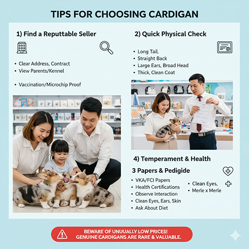 Kinh nghiệm chọn mua Cardigan Welsh Corgi: kiểm tra ngoại hình, giấy tờ VKA/FCI, sức khỏe và cảnh giác giá rẻ bất thường