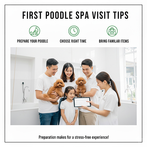 Kinh nghiệm đưa chó Poodle đi spa lần đầu – chuẩn bị, chọn thời gian và mang đồ dùng quen thuộc