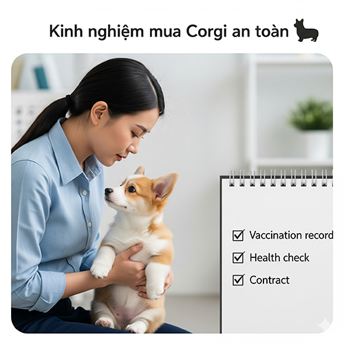 Kinh nghiệm mua chó Corgi an toàn – kiểm tra sổ tiêm, sức khỏe và hợp đồng bảo hành