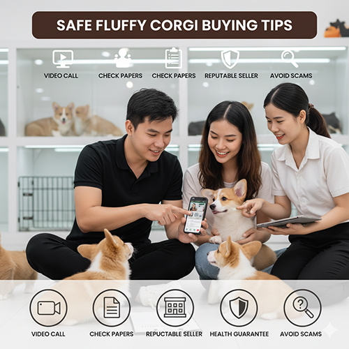 Kinh nghiệm chọn mua Fluffy Corgi an toàn – kiểm tra sổ tiêm, video call, chọn nơi uy tín, tránh bị lừa gắn mác lông dài