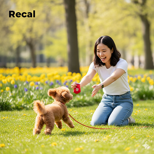Huấn luyện chó Poodle lệnh Lại đây (Recall) ngoài sân với dây dắt dài