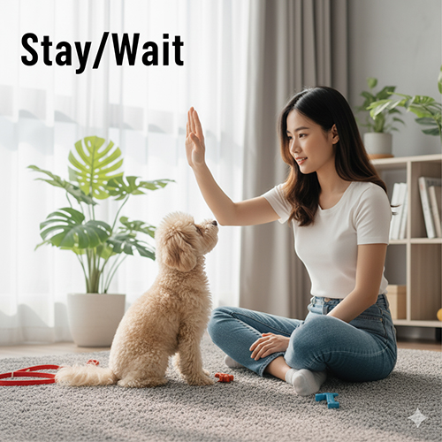 Huấn luyện chó Poodle lệnh Ở yên/Đợi để rèn tính kiên nhẫn