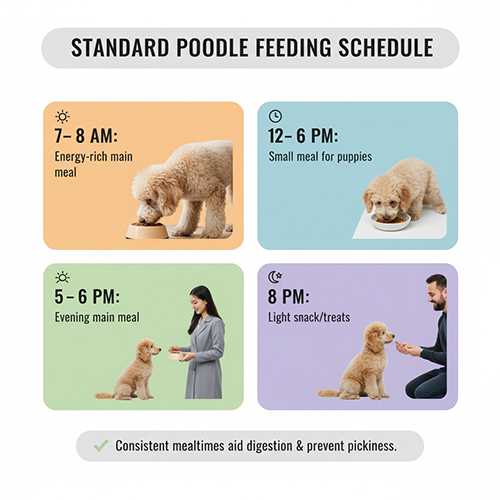 Lịch cho Poodle ăn theo giờ – sáng, trưa, chiều và snack tối