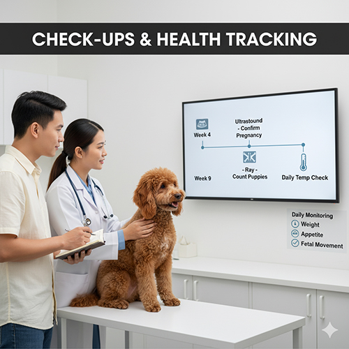 Lịch khám & theo dõi sức khỏe cho chó Poodle 🐩 mang thai