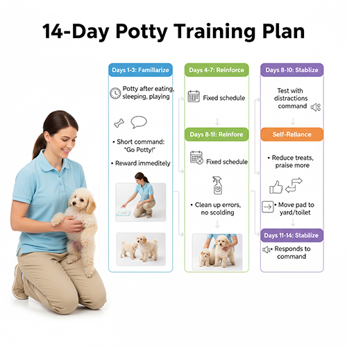 Lộ trình 14 ngày huấn luyện chó Poodle đi vệ sinh đúng chỗ tại nhà