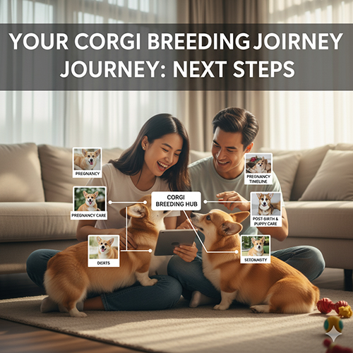 Lộ trình đọc tiếp về sinh sản chó Corgi: thời gian mang thai, chăm sóc khi mang thai, chăm sóc sau sinh & đàn con, link Hub sinh sản