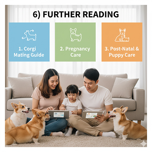 Lộ trình đọc tiếp về phối giống Corgi: hướng dẫn phối, chăm sóc Corgi mang thai, chăm sóc sau sinh và đàn con.