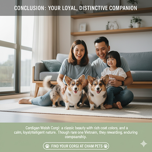 Gia đình vui vẻ bên Cardigan Welsh Corgi đuôi dài, giống chó hiếm tại Việt Nam với tính cách trung thành và điềm tĩnh