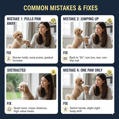 Các lỗi thường gặp khi dạy chó Poodle bắt tay và cách khắc phục