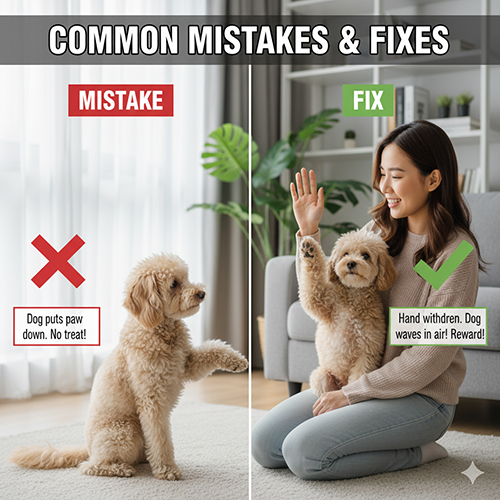 Lỗi thường gặp khi dạy chó Poodle vẫy tay và cách khắc phục