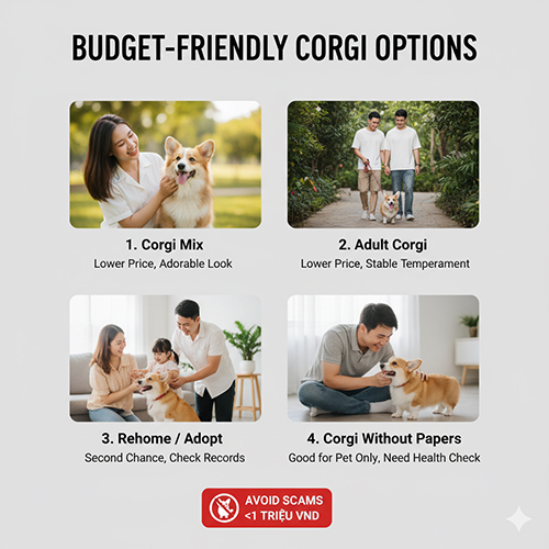 Lựa chọn Corgi khi ngân sách hạn chế: Corgi lai, Corgi trưởng thành, rehome/adopt hoặc Corgi không giấy tờ