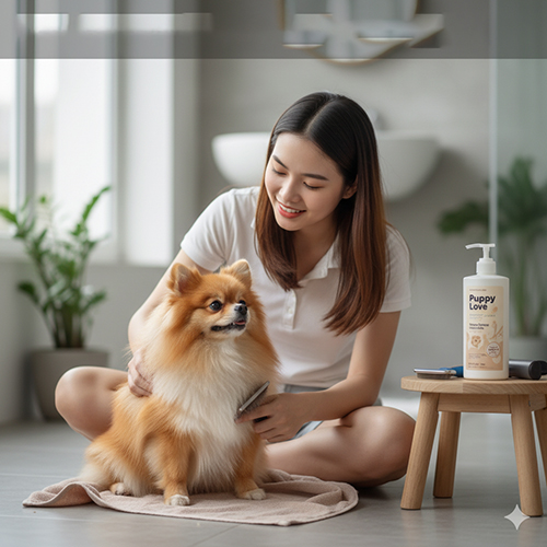 Lược chải và sữa tắm cho chó Phốc Sóc – Phụ kiện chăm sóc lông Pom mini lông kép dày