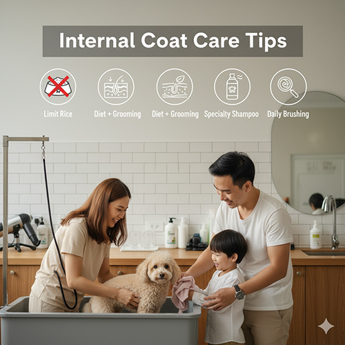Lưu ý khi chăm sóc lông chó Poodle – chế độ ăn, sữa tắm chuyên dụng, sấy khô, chải lông hàng ngày