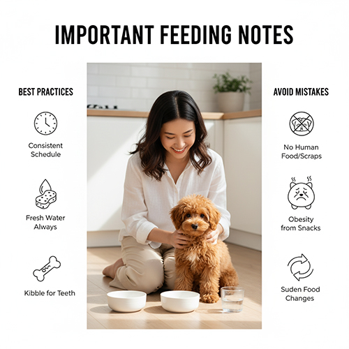 Lưu ý quan trọng khi cho Poodle 4 tháng tuổi ăn – thói quen, nước uống, vệ sinh và bánh thưởng