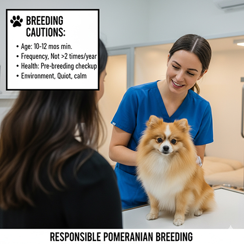Bác sĩ thú y kiểm tra sức khỏe chó Phốc Sóc lông vàng trước khi phối giống, minh họa các lưu ý quan trọng về tuổi, tần suất và môi trường phối.