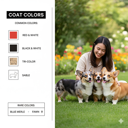 Màu lông chó Corgi – phổ biến và hiếm: đỏ trắng, đen trắng, tam thể, sable, blue merle, fawn