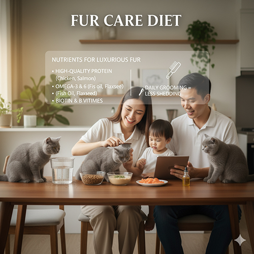 Chế độ ăn giúp mèo Anh lông ngắn có bộ lông đẹp và ít rụng