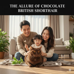 Mèo Anh lông ngắn Chocolate (British Shorthair Chocolate) với bộ lông nâu socola bóng mượt, ngoại hình sang trọng và dễ thương