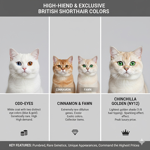 Mèo Anh lông ngắn màu hiếm và cao cấp như odd-eyes, cinnamon, fawn và chinchilla golden ny12