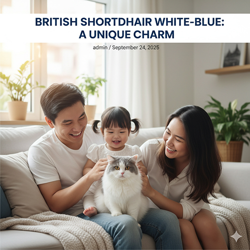 Mèo Anh lông ngắn trắng xám (British Shorthair White-Blue) dễ thương bên gia đình trẻ