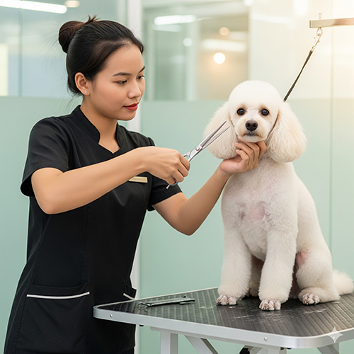 Mẹo tỉa lông chó Poodle – cắt tỉa mặt, bàn chân, tai bằng kéo cong và tông đơ