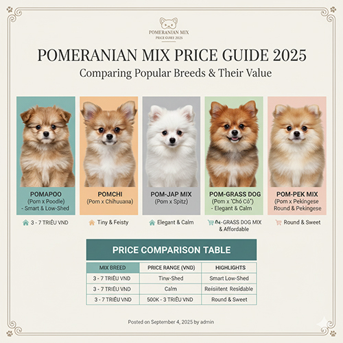 Mức giá chó Phốc Sóc lai 2025 – So sánh Pom lai Poodle, Chihuahua, Nhật, Bắc Kinh, chó cỏ