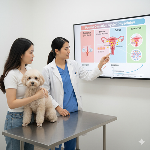 Sinh lý rụng trứng ở Poodle – các giai đoạn proestrus, estrus, diestrus và anestrus