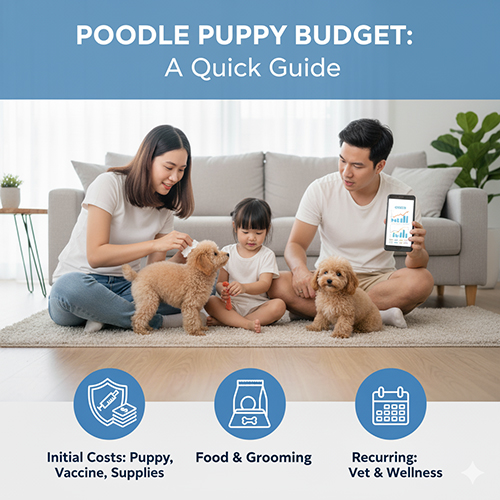 Ngân sách nuôi chó Poodle con – chi phí ban đầu, thức ăn, grooming và tái khám thú y