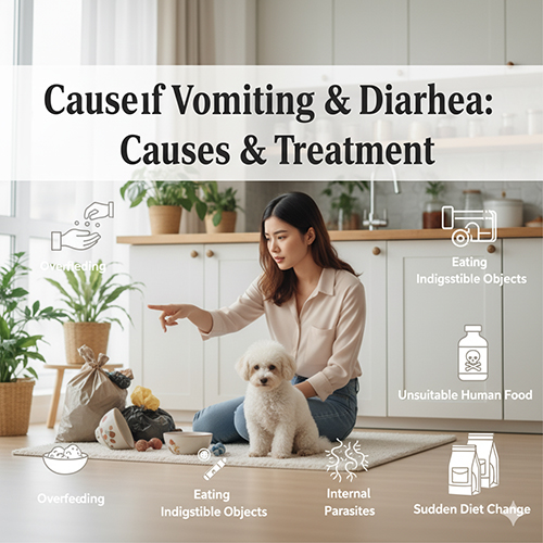Nguyên nhân chó Poodle bị nôn và đi ngoài – do thức ăn, ký sinh trùng, đổi khẩu phần đột ngột
