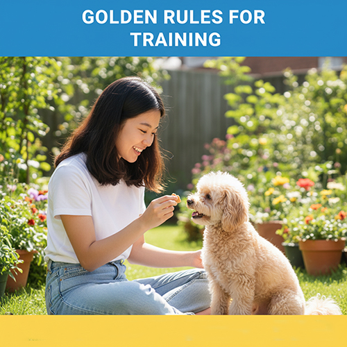 Nguyên tắc vàng khi dạy Poodle nghe lời: ngắn gọn, đúng lúc, nhất quán, kèm thưởng khi bé làm đúng