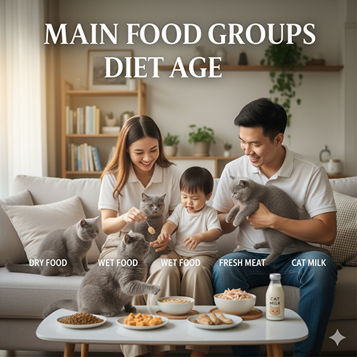 Nhóm thức ăn chính cho mèo Anh lông ngắn – hạt khô, pate ướt, thịt nấu chín, sữa cho mèo