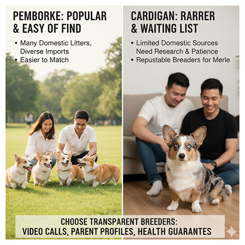 Độ phổ biến và nguồn giống Pembroke vs Cardigan Corgi tại Việt Nam