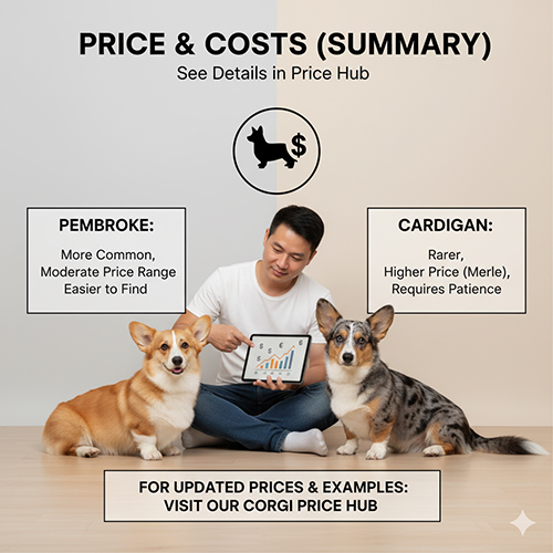 Giá và chi phí nuôi Pembroke vs Cardigan Corgi – tóm tắt so sánh