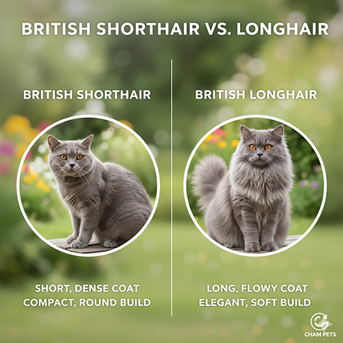 So sánh mèo Anh lông ngắn và mèo Anh lông dài – sự khác biệt về bộ lông và dáng vẻ