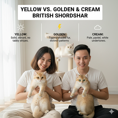 So sánh mèo Anh lông ngắn vàng với mèo British Shorthair Golden và Cream