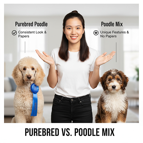 Phân biệt Poodle lai và Poodle thuần chủng – khác biệt ngoại hình, giấy tờ và mục đích nuôi