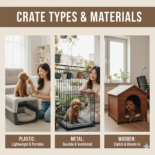 Chuồng nhựa, chuồng kim loại và chuồng gỗ cho chó Poodle – phân loại theo chất liệu phổ biến