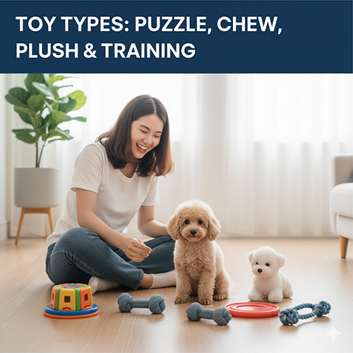 Phân loại đồ chơi cho chó Poodle: puzzle thông minh, đồ chơi gặm răng, nhồi bông và huấn luyện