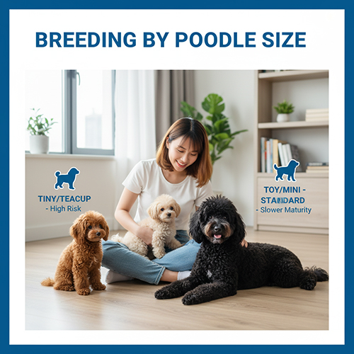 Phối giống theo từng size Poodle – khác biệt giữa Tiny, Toy, Mini và Standard về tuổi sinh sản và rủi ro