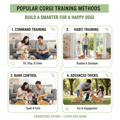 Phương pháp huấn luyện chó Corgi phổ biến 🐾 Huấn luyện theo lệnh, thói quen, hạn chế sủa và trick nâng cao.
