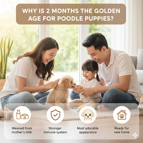 Chó Poodle 2 tháng tuổi – giai đoạn bé cưng đáng nhớ, cai sữa, hệ miễn dịch khỏe hơn và sẵn sàng về nhà mới