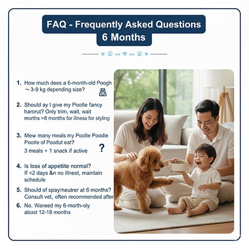 FAQ về Poodle 6 tháng tuổi: cân nặng, cắt tỉa lông, số bữa ăn, biếng ăn, triệt sản, sinh sản.