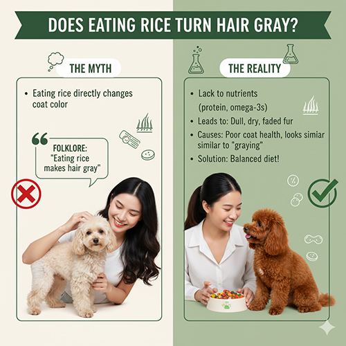 Ăn cơm có làm chó Poodle bạc lông không – thực tế thiếu dinh dưỡng khiến lông xơ, phai màu, trông giống bạc lông.