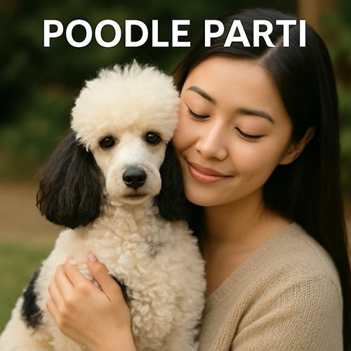 Poodle bò sữa (Parti) – Ý nghĩa phong thủy âm dương hòa hợp, hợp mệnh Kim Thủy Thổ