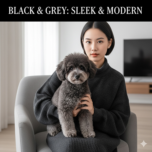 Ảnh chó Poodle đen và xám dễ thương, cá tính và hiện đại