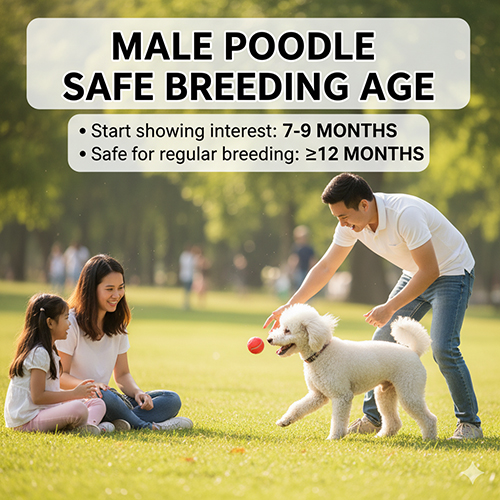 Poodle đực mấy tháng thì phối giống được – bắt đầu từ 7–9 tháng, an toàn từ 12 tháng