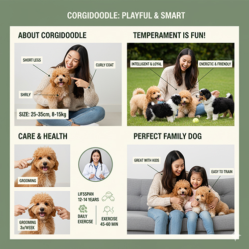 Corgidoodle – chó lai giữa Poodle và Corgi, ngoại hình đáng yêu, thông minh và năng động