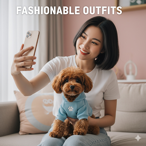 Ảnh chó Poodle mặc quần áo thời trang dễ thương