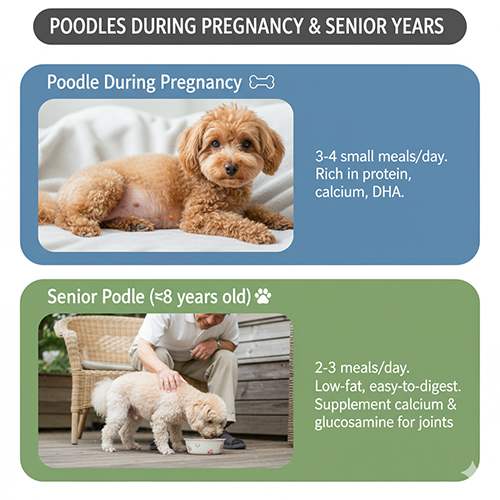 Poodle mang thai và chó già cần ăn mấy bữa một ngày – chế độ ăn đặc biệt